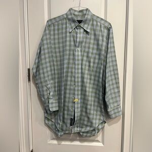 Robert Talbott Green and White Checkered Shirt